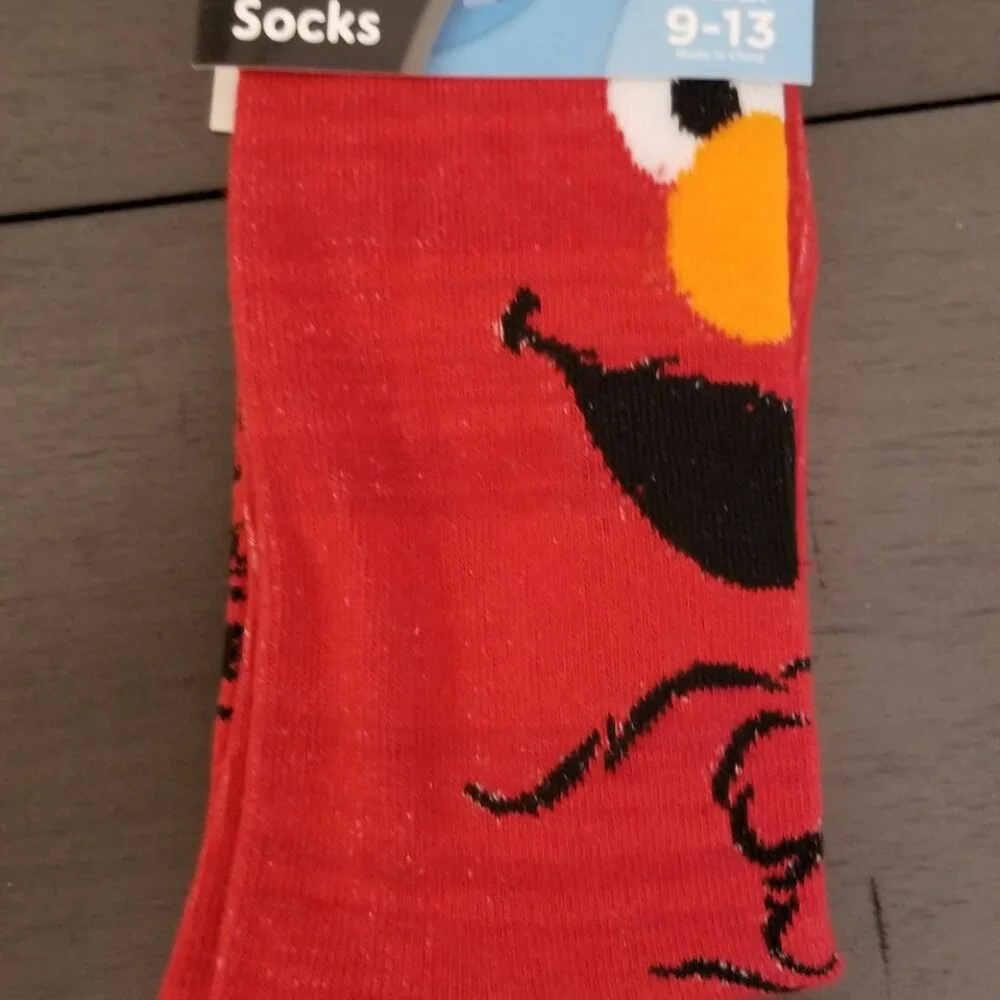 Sesame Street Elmo/Cookie Monster  2-Pair Adult Novelty Crew Socks